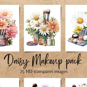 Stunning Watercolor Makeup and Wildflower PNG Clipart pack with 25 images