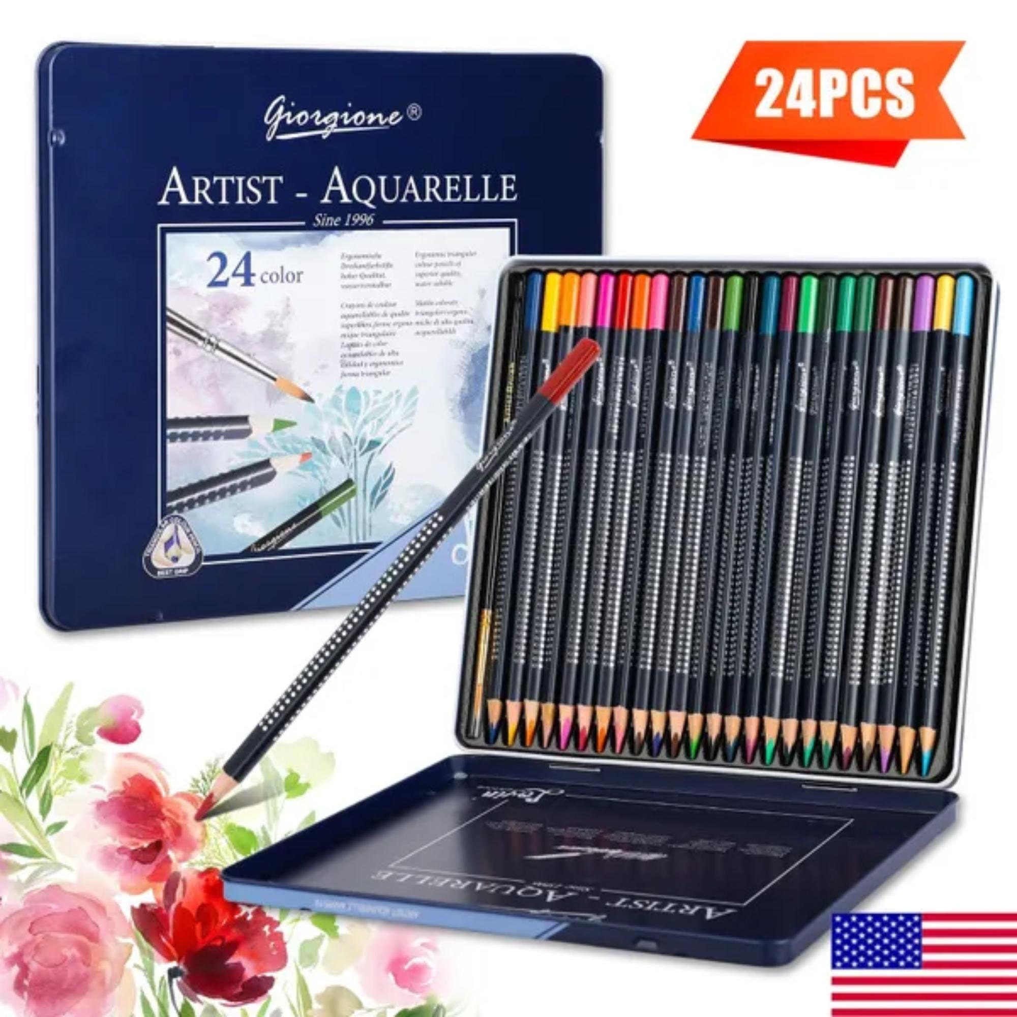 46 Pcs Professional Colored Pencils in Stylish Roll-up Storage Case, US  Edition Colored Pencils for Adults/kids , Colour Pencil Gift Box Set 