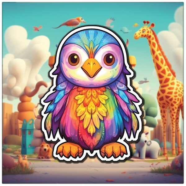 Super Cute Owl Sticker - Sweet, Feathery Animal Sticky - Cool Zoo Stickers id:48