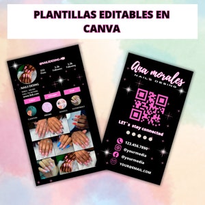 instagram visitekaartjes, DIY.canva visitekaartjes sjabloonontwerp, nagelontwerp visitekaartje