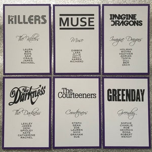 Tarjetas para planificar mesas de álbumes de música / Planificador de mesas para bodas en festivales de música / Letreros de mesa con discos de vinilo / Plano de asientos para cantantes de jukebox