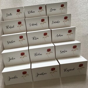Disney Wedding Place Cards, Beauty & the Beast Name Cards, Enchanted Rose Escort Card, Personalised Table Decor, Magical Fairytale