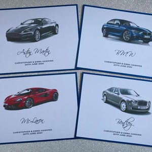 Tafelnummers autothema, automerken en -modellen, tafelborden bruiloft, tafelnamen racewagens