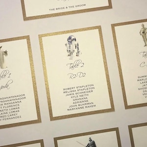 Plano de asientos de Star Wars, tarjetas con planos de mesa para bodas de ciencia ficción, láminas de boda geek, planificador de asientos personalizado de Star Wars