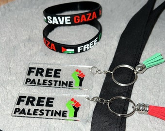 Free Gaza, Save Palestine silicone wristbands, bracelets| Childrens, Adults, Unisex| Handmade clay beads bracelet|