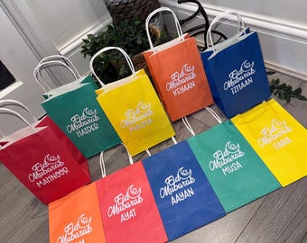 Rainbow personalised paper gift bags| Graduation, Prom, Teacher, student gifts| Birthday goodie bags, Mehndi, Eid Mubarak