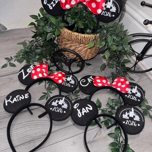 Orejas personalizadas de Mickey y Minnie Mouse/Disneyland 26, Vacaciones familiares, Cumpleaños, Despedidas de soltera, Disfraces, Baby Shower/Disfraces de Halloween