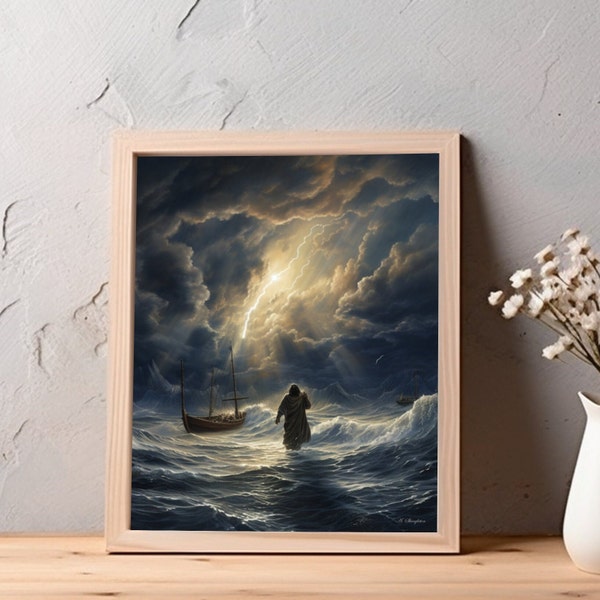 Calming Storms 11x14" Christian Art Painting Of Jesus Christ