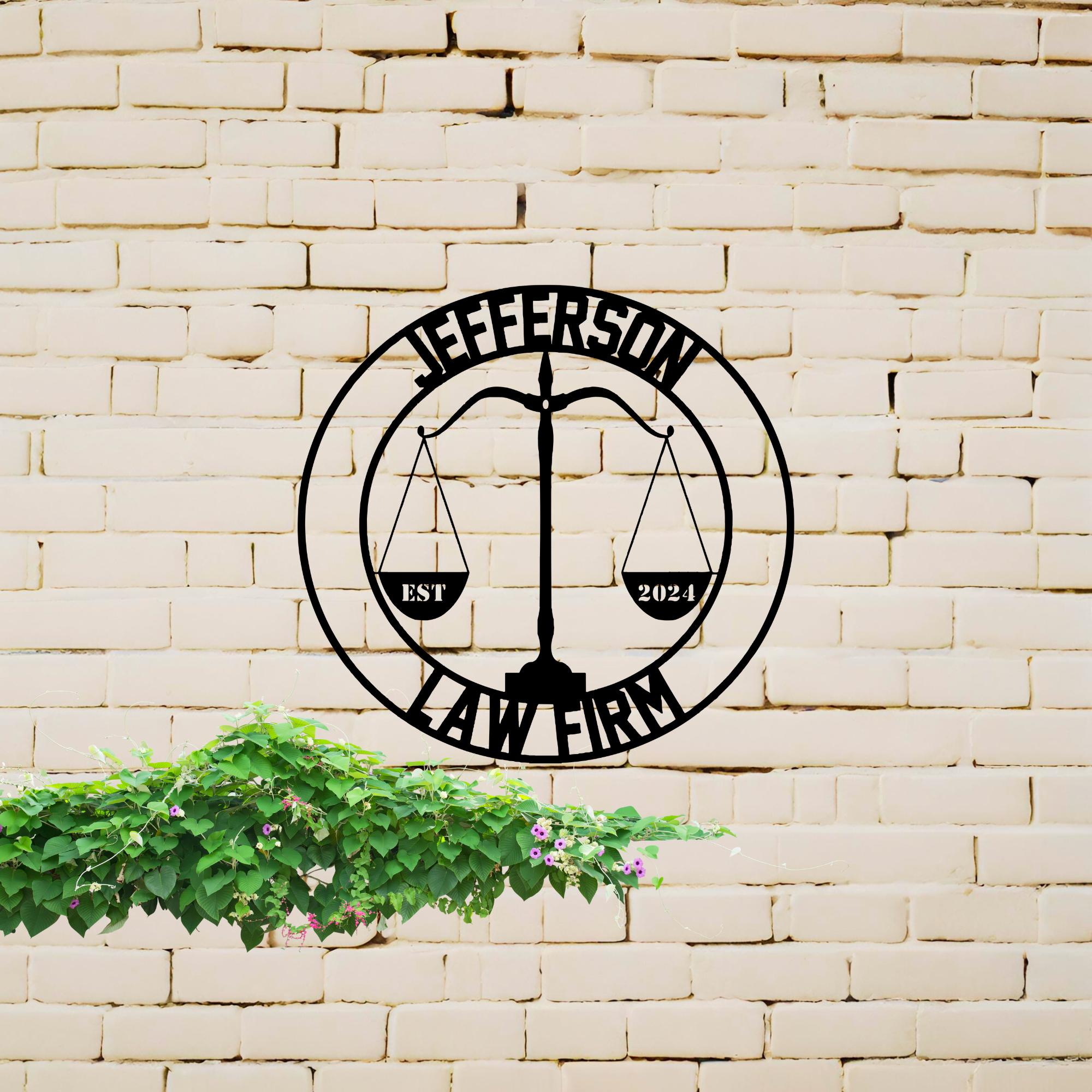 Personalized Metal Law Firm Sign, Metal Sign, Personalized Lawyer Sign, Unique Law Entryway Art, Custom Attorney Sign, Best Attorney Gift