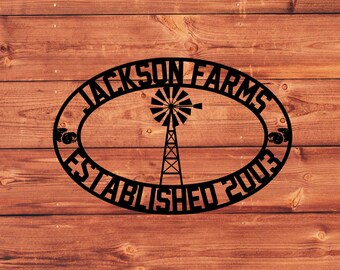 Personalized Farm Name Metal Sign, Farm House Decor, Family Gift, Ranch Sign, Metal Farm Sign, Windmill Sign, Farm Decor, Custom Name Sign
