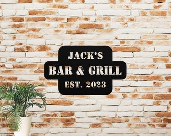 Personalized Metal Sign, Bar & Grill Metal Sign, Outdoor Bar, Gift, Bar Sign, Grill Sign, Custom Bar Sign, Dad Gift, Man Cave Sign