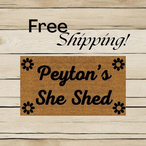 Personalized She Shed Doormat, Custom Name She Shed Doormat, Front Door Mat, Unique Gift, Front Door Decor, Shop Doormat, She Shed Entrance