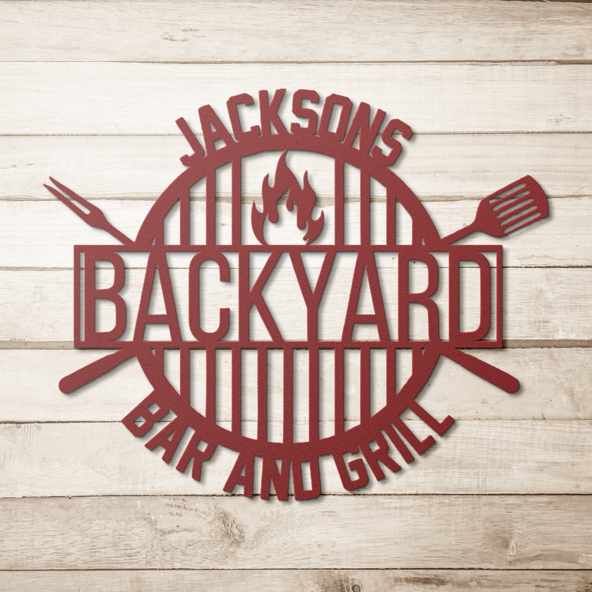 Personalized Metal Backyard Bar and Grill Sign, Outdoor Bar, Gift for Him, Backyard Sign, Metal