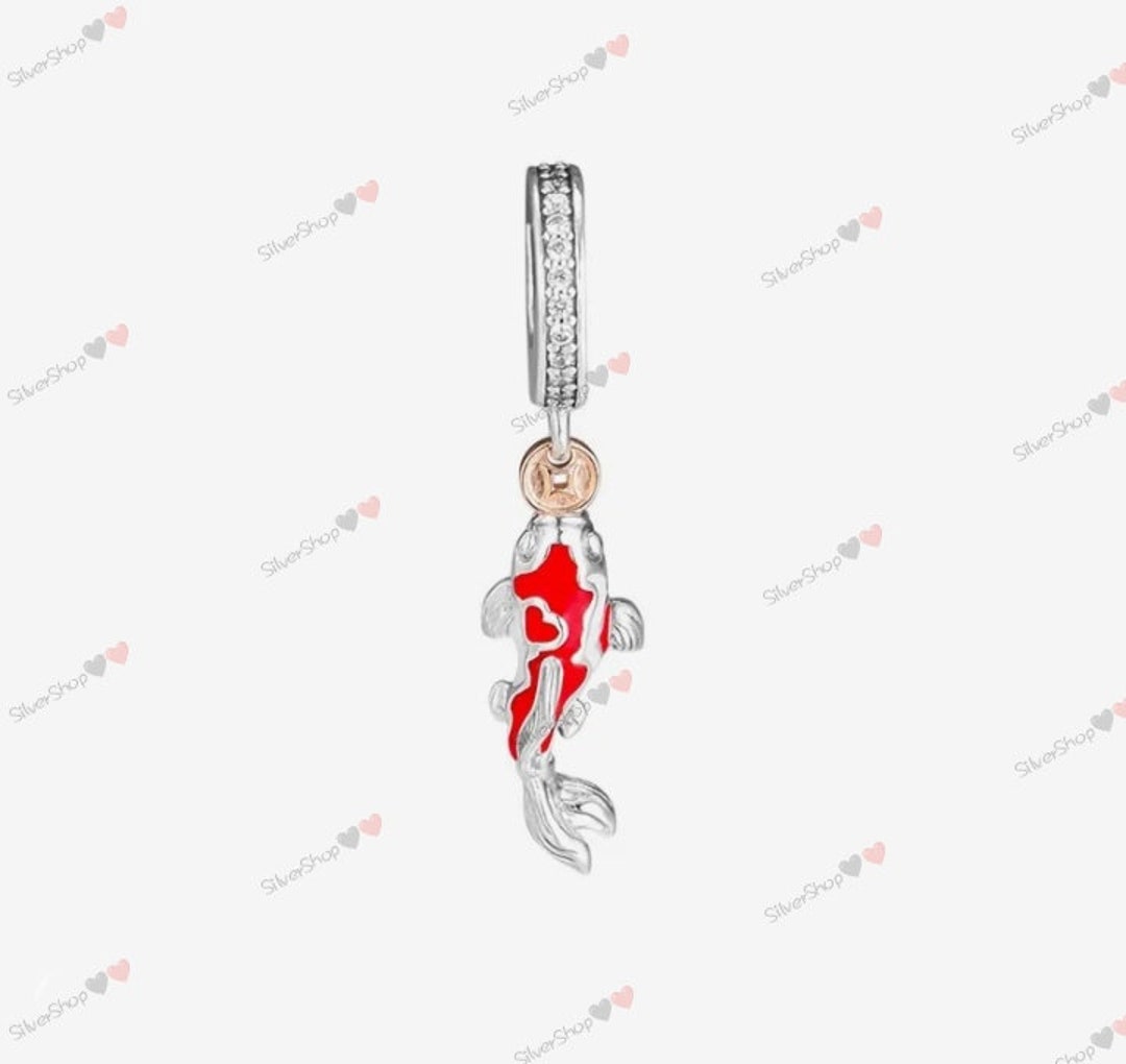 New 2023 Authentic Charm S925, Cute Dangle Lucky Red Carp Fish, High ...