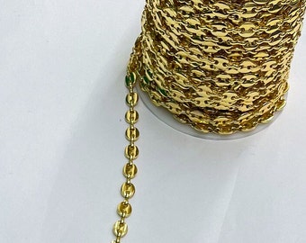 Gold Filled Anchor Chain by Yard, Gold Filled Round Oval Disc Chain Wholesale bulk Roll Chain for Jewelry Making 8.2mm x 6.9mm x 1.4mm
