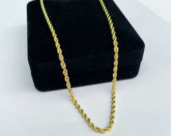 Cadena de cuerda de oro de 2,4 mm, cadena de cuerda larga para mujeres, collar delicado Figaro Curb Twist de 14K, joyería de cadena llena de oro al por mayor hecha en casa