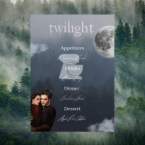 Twilight Movie Night Menu Template, Vampire Watch Party Food Printable (Digital Download)