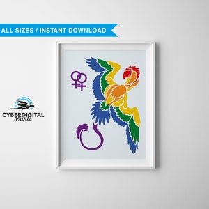 Pride Dragon [Lesbian Poster | LGBTQ+ Poster | Chameleon Poster |  Rainbow Griffin Poster | Wall Decor | LGBTQ Pride | Lesbian Sign Design]