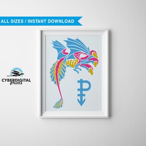 Pride Dragon [Pansexual Poster | LGBTQ+ Poster | Gidra Poster | Rainbow Griffin Poster | Wall Decor | LGBTQ Pride | Pansexual Sign Design]