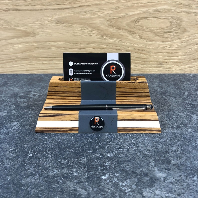 CARD HOLDER Handmade Business Card Holder Pen Holder Anniversary Gift