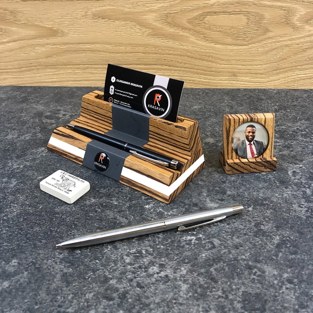 CARD HOLDER Handmade Business Card Holder Pen Holder Anniversary Gift