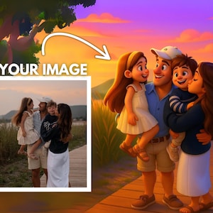 Custom Pixar-Style 3D Cartoon Portrait from Photo, Custom Digital Artwork for People, Couples, Families & Pets