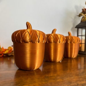 3 pcs glands bronze, décoration d'intérieur métallique automnale, action de grâces oeuvre d'art de la nature, ferme rustique pour plateau à plusieurs niveaux, dessus de table, étagères, manteau de cheminée