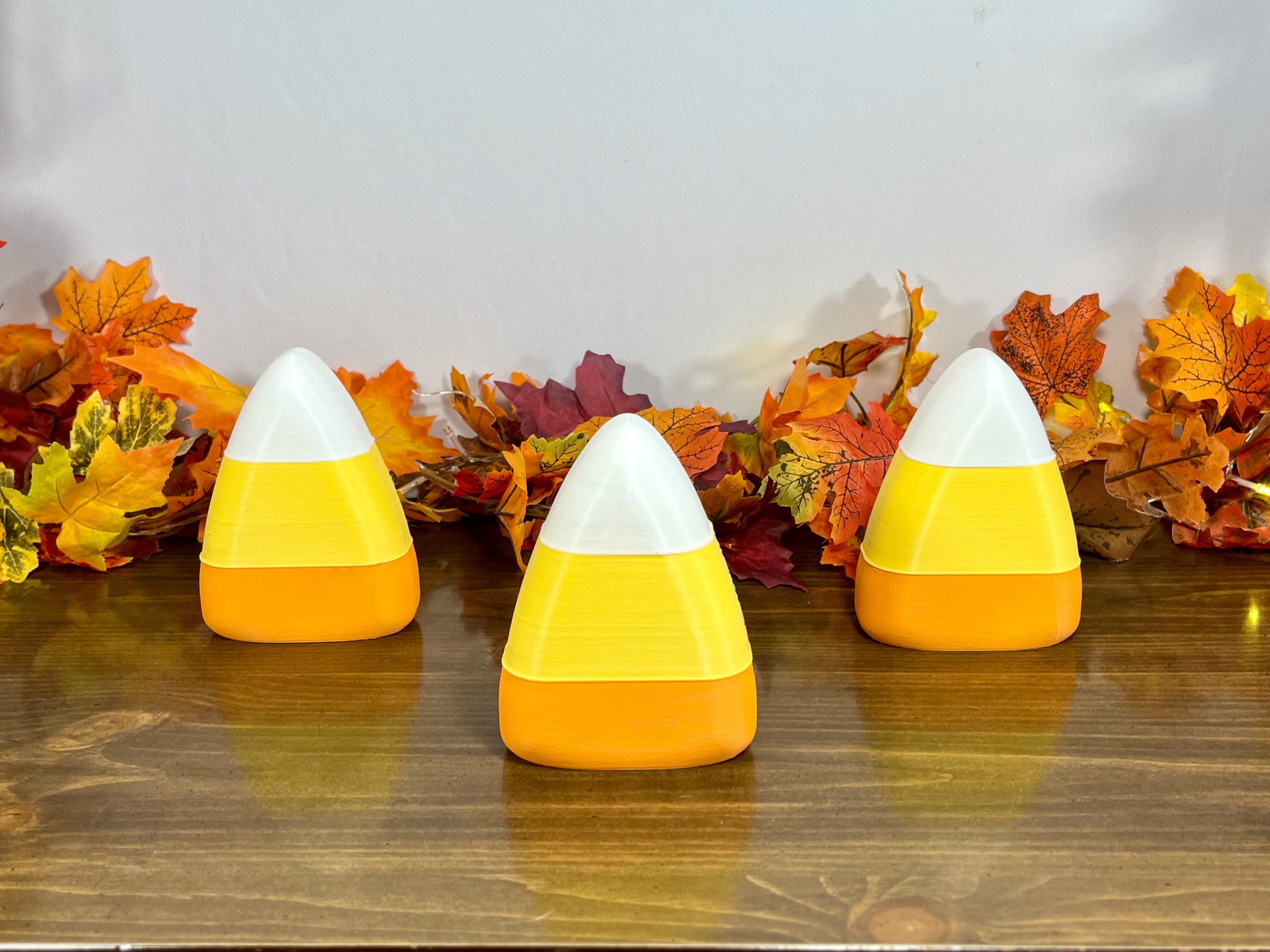 Candy Corn 3 Pack Halloween Decoration,  Trick or Treat Decor, Indoor Fall Party Accent, Fun Seasonal Gift for Tiered Tray, Shelves, Mantels
