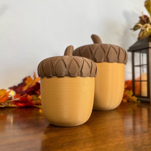 Acorn Tabletop Decoration for Fall, Autumn Farmhouse Decor, Rustic Thanksgiving Ornament for Mantels, Primitive Tiered Tray Shelf Nature Art