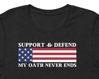Unterstützen und Verteidigen Sie die Verfassung USA Military Oath Unisex Kurzarm-T-Shirt, Veteranenanerkennung
