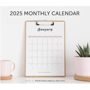 Printable 2025 Calendar | Minimalist Design, Sunday Start, Instant Download