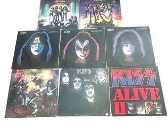 Vintage KISS Vinyl-Schallplatten-Konvolut: 8 Alben (10 LPs), 1970er Jahre, Casablanca Originals