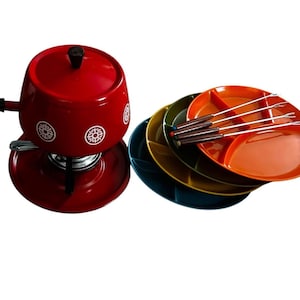 Vintage SU CASA Fondue Pot Set with plate forks and original box