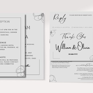 Minimalist Wedding Invitation Template Set, Instant Download Wedding Card Bundle, Modern Minimalist Wedding Invite, Wedding Invitation