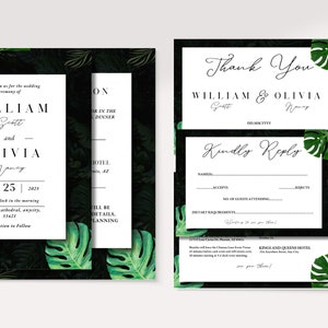 Tropical Wedding Invitation Set Tropical Wedding Invite Bundle Printable Wedding Invite Wedding Invitation Template Wedding Invitation Suite
