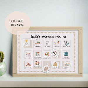 Tableau de routine visuel modifiable : programme quotidien des enfants avec cartes. Matin, après-midi, soir. Tableau des tâches ménagères pour les tout-petits et imprimables.
