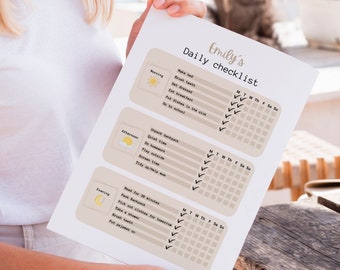 Kids daily checklist, Editable Kids Daily School Checklist, Printable Chore Chart, Routine Planner - Homeschool To-Do List, Daily checklist