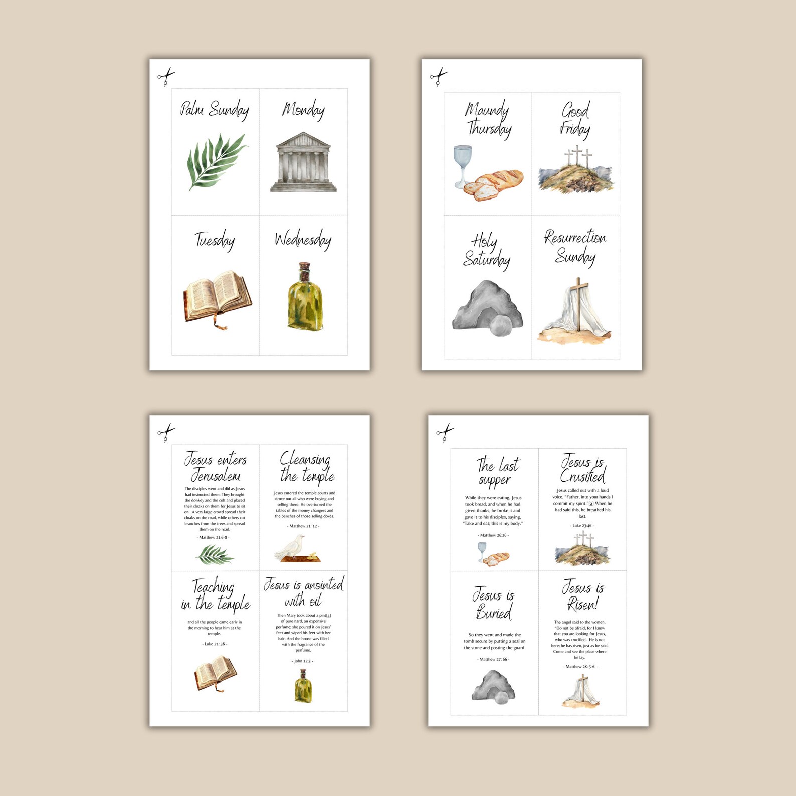 Holy Week Study Cards Printable | LDS Easter Story Cards | Easter ...