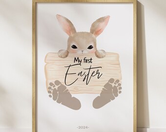 Easter Footprint, My first Easter, baby's first Easter, First Easter keepsake, footprint art, Nursery wall art, Easter gift footprints