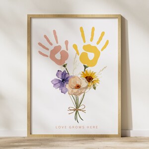 Arte artesanal de impressão manual do dia das mães, lembrança imprimível para crianças DIY, presente infantil para a mamãe, presente de aniversário para a mamãe