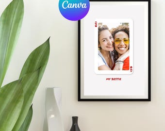 Plantilla de diseño de naipes personalizada - Plantilla de Canva editable - Idea de regalo personalizada - Regalo de pareja único para él o ella - Arte de pared personalizado