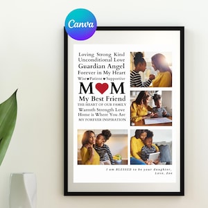 Best Mom Gift, Personalized Mother's Day Print with Photos, Mother's Day Birthday Gift, Custom Mom Quote Print- 8x10 Instant Download Print