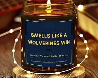 Candela profumata come una vittoria dei Wolverines / Idea regalo unica / Candela da calcio e basket / Go Blue / Decorazione per il giorno della partita / Candela a tema sportivo