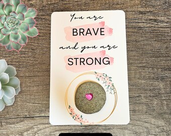 Hope Courage Brave Gem, Cancer Gift Pocket Token, Anxiety Gift, Get Well Gift, Healing Thoughts, Surgery Gift, Thinking of You, Cancer Sucks