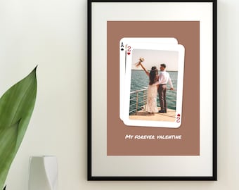 Impresión de tarjeta fotográfica personalizada para parejas, arte de pared personalizado "You Are My Ace", regalo romántico para esposa, regalo de San Valentín para ella, descarga DIGITAL