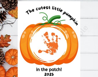 2025 Halloween Pumpkin Handprint Footprint Toddler Baby Printable Art Craft, Homeschool Craft, Kids Fall Art, Preschool Kindergarten Pumpkin