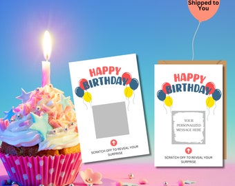 Personalized Birthday Surprise Scratch Off, Custom Birthday Card, Personalized Scratch Off Reveal Card, Scratch Off Birthday Card