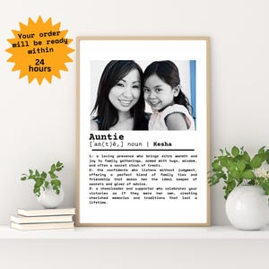 Personalized Auntie, Fun Aunt Gift Definition Print Birthday Christmas Mother&#39;s Day Gift Custom Gift For Aunt Gift From Niece Nephew