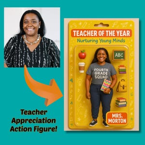 Custom Teacher Action Figure, Teacher Appreciation Gift, Personalized Teacher Keepsake, End of Year, Unique Teacher Gift - Digital Download
