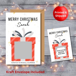 Carte à gratter de Noël personnalisée, Surprise Christmas Scratch to Reveal Voucher, Custom Christmas Coupon, Surprise Christmas Gift Card